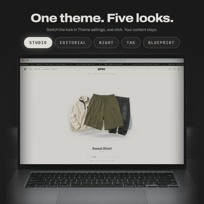 Spin Shopify theme - five looks