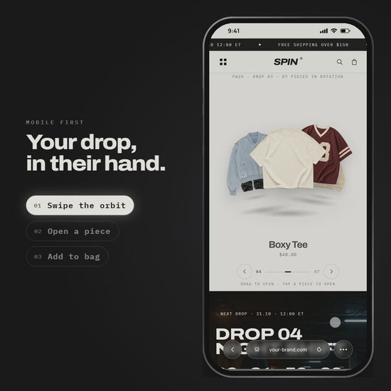 Spin Shopify theme - on a phone
