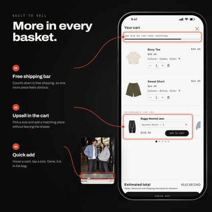 Spin Shopify theme - free shipping bar, cart upsell and quick add